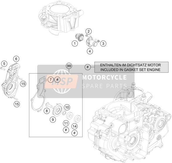 KTM 690 ENDURO R ABS Europe 2016 Pompe à eau pour un 2016 KTM 690 ENDURO R ABS Europe
