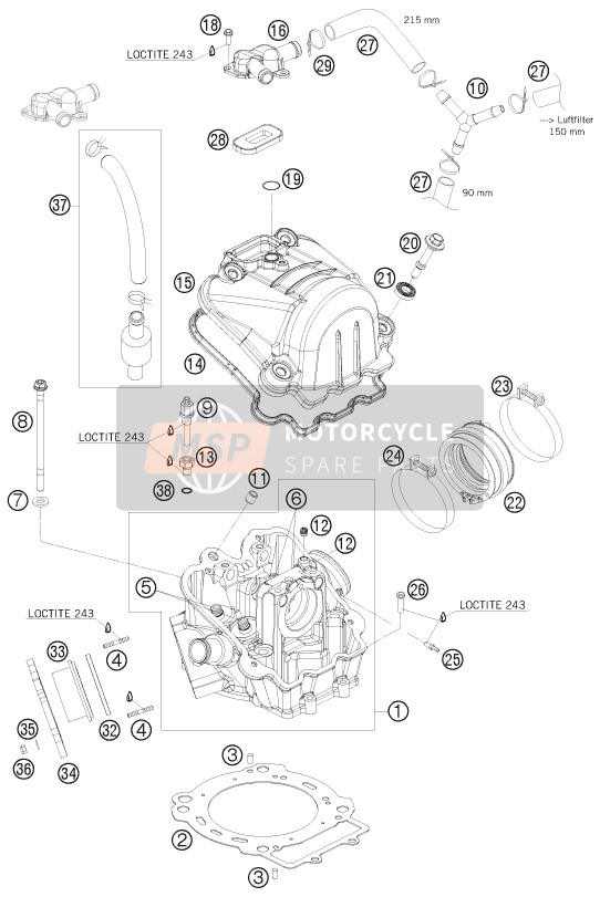 KTM 690 RALLY FACTORY REPLICA Europe 2010 Cylinder Head for a 2010 KTM 690 RALLY FACTORY REPLICA Europe