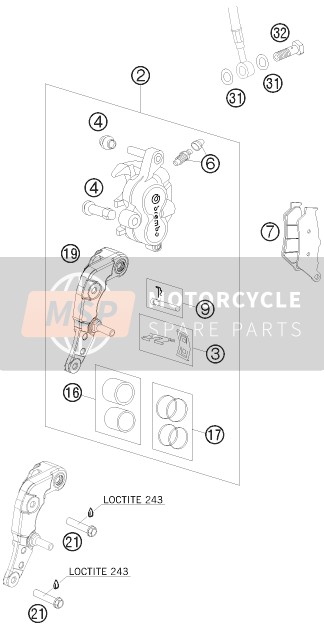 KTM 690 RALLY FACTORY REPLICA Europe 2010 Front Brake Caliper for a 2010 KTM 690 RALLY FACTORY REPLICA Europe