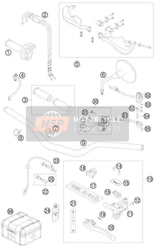 KTM 690 RALLY FACTORY REPLICA Europe 2010 Handlebar, Controls for a 2010 KTM 690 RALLY FACTORY REPLICA Europe