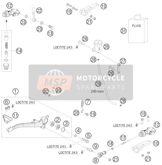 KTM 690 RALLY FACTORY REPLICA Europe 2010 Achterrem aansturing voor een 2010 KTM 690 RALLY FACTORY REPLICA Europe