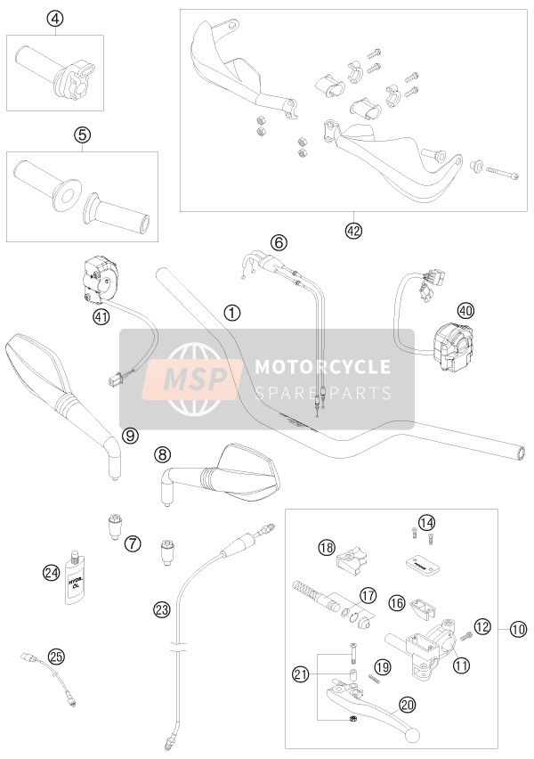 KTM 690 SMC AU, GB 2008 Handlebar, Controls for a 2008 KTM 690 SMC AU, GB