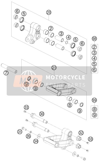 KTM 690 SMC AU, GB 2008 PRO HEBELVERBINDUNG für ein 2008 KTM 690 SMC AU, GB