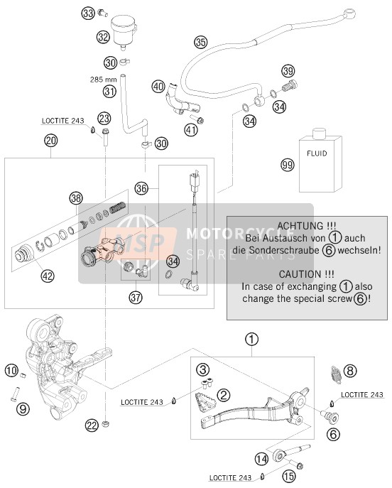 KTM 690 SMC USA 2008 Commande de frein arrière pour un 2008 KTM 690 SMC USA