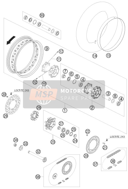 KTM 690 SMC USA 2008 Rear Wheel for a 2008 KTM 690 SMC USA