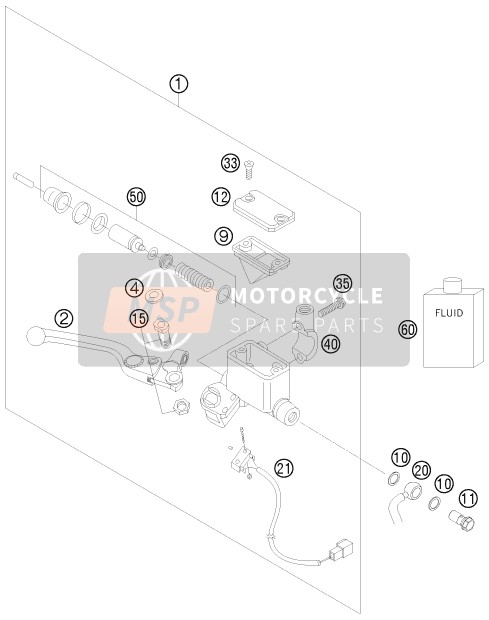 KTM 690 SMC AU, GB 2009 Front Brake Control for a 2009 KTM 690 SMC AU, GB