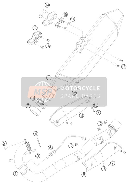 KTM 690 SMC AU, GB 2010 Exhaust System for a 2010 KTM 690 SMC AU, GB