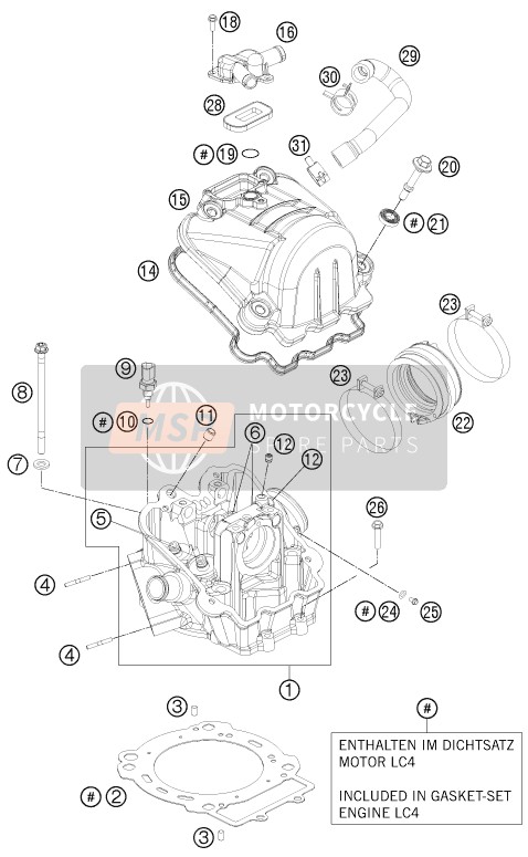 KTM 690 SMC AU, GB 2011 Culasse pour un 2011 KTM 690 SMC AU, GB