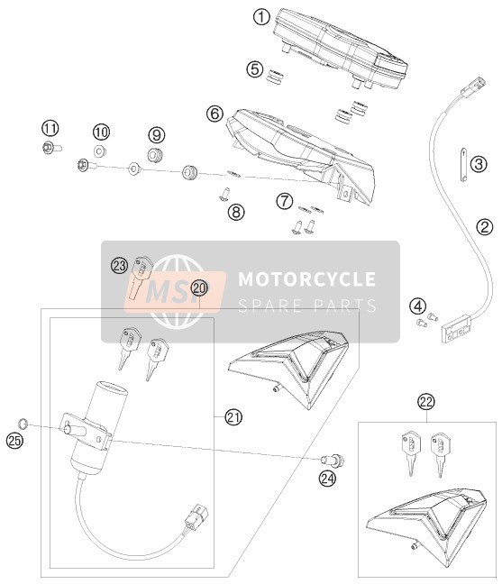 KTM 690 SMC AU, GB 2011 Instrumenten / Slotsysteem voor een 2011 KTM 690 SMC AU, GB