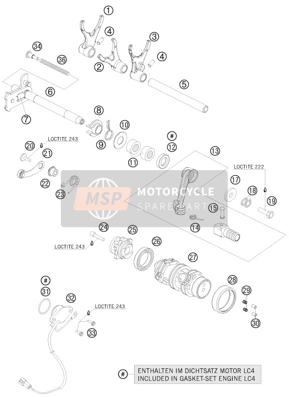 KTM 690 SMC AU, GB 2011 Mécanisme de changement de vitesse pour un 2011 KTM 690 SMC AU, GB