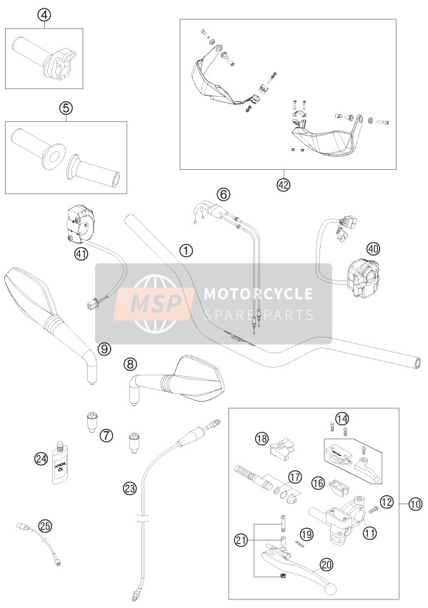 KTM 690 SMC R AU, GB 2012 Handlebar, Controls for a 2012 KTM 690 SMC R AU, GB