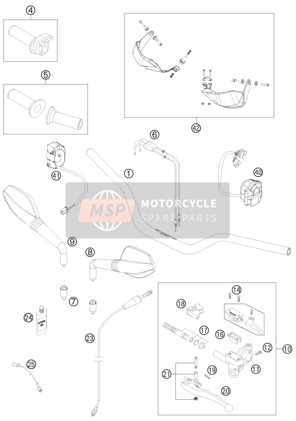 KTM 690 SMC R Europe 2012 Stuur, Besturing voor een 2012 KTM 690 SMC R Europe