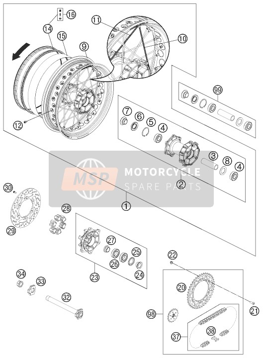 KTM 690 SMC R Europe 2012 Roue arrière pour un 2012 KTM 690 SMC R Europe