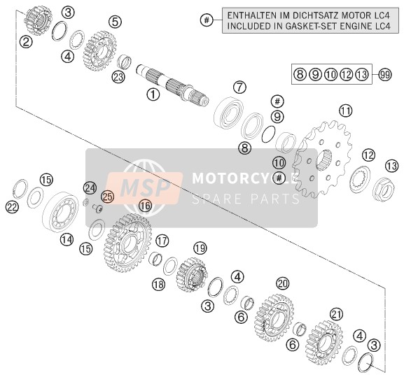 KTM 690 SMC R Europe 2012 Transmission II - Counter Shaft for a 2012 KTM 690 SMC R Europe