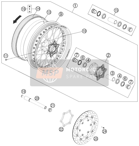 KTM 690 SMC R Europe 2013 Front Wheel for a 2013 KTM 690 SMC R Europe