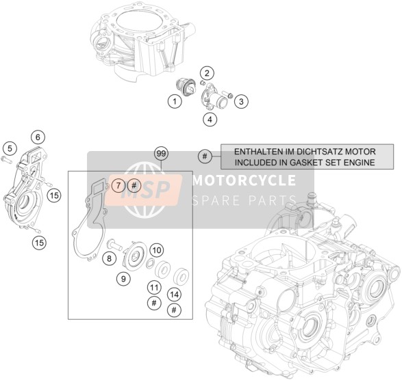 KTM 690 SMC R Europe 2017 Waterpomp voor een 2017 KTM 690 SMC R Europe