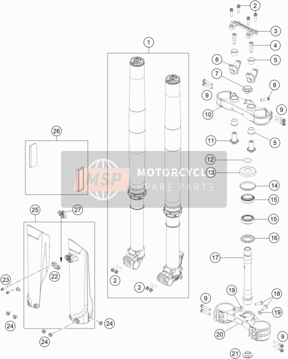 KTM 690 SMC R Europe 2019 Front Fork, Triple Clamp for a 2019 KTM 690 SMC R Europe
