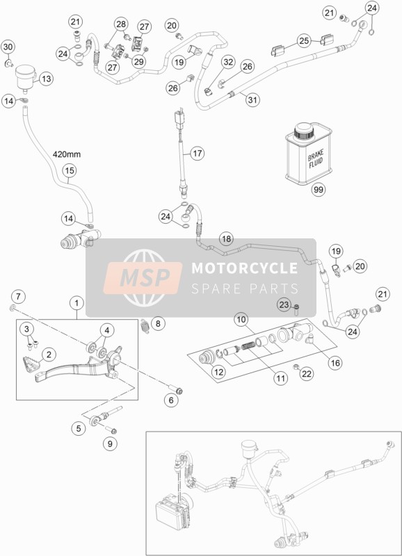 KTM 690 SMC R USA 2019 Achterrem aansturing voor een 2019 KTM 690 SMC R USA