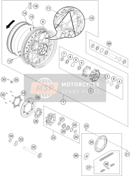 KTM 690 SMC R Europe 2019 Rear Wheel for a 2019 KTM 690 SMC R Europe