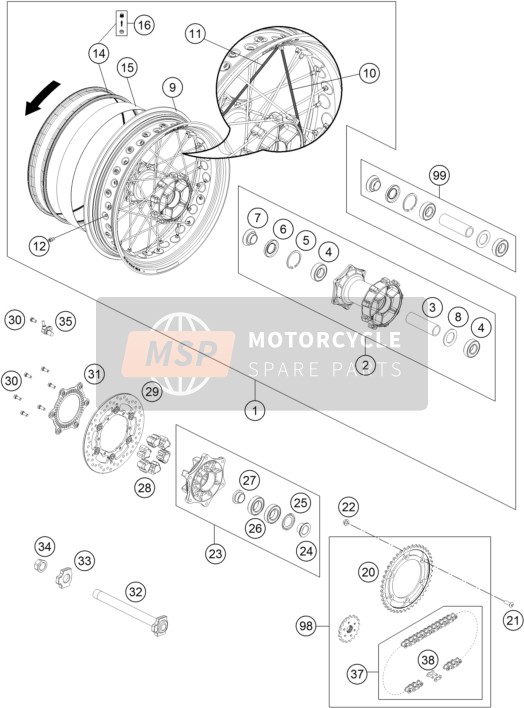 KTM 690 SMC R Europe 2019 Hinterrad für ein 2019 KTM 690 SMC R Europe