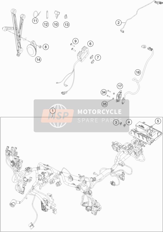 KTM 690 SMC R Europe 2019 Wiring Harness for a 2019 KTM 690 SMC R Europe