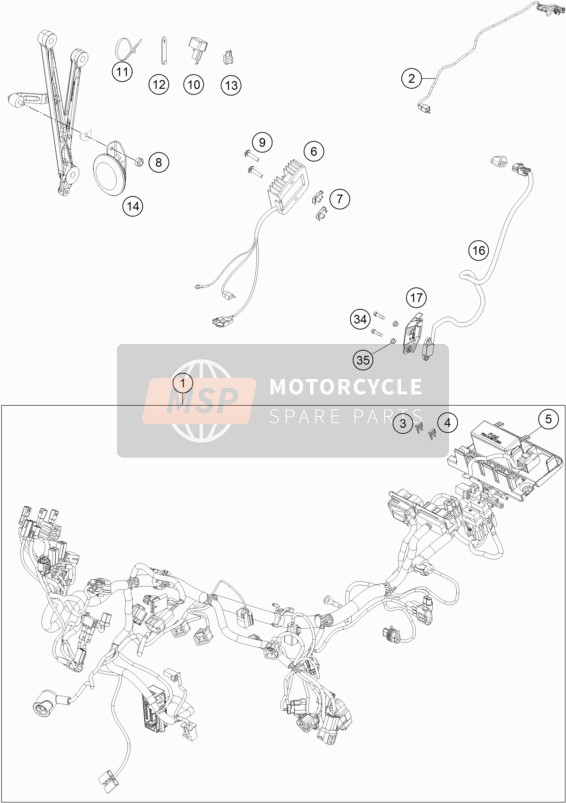 KTM 690 SMC R Europe 2019 Arnés de cableado para un 2019 KTM 690 SMC R Europe