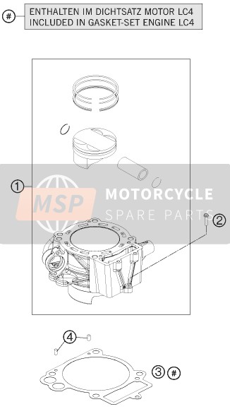 KTM 690 SMC R ABS Europe 2014 Cilinder voor een 2014 KTM 690 SMC R ABS Europe