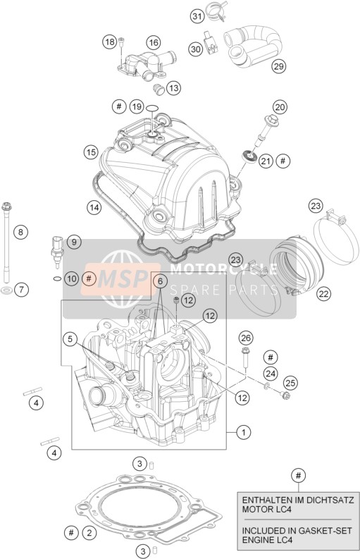 KTM 690 SMC R ABS Europe 2014 Cylinder Head for a 2014 KTM 690 SMC R ABS Europe