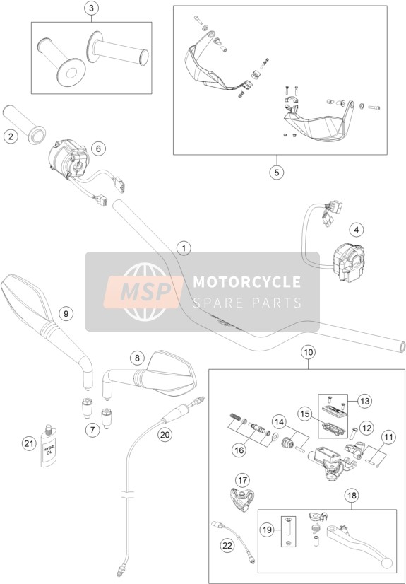 KTM 690 SMC R ABS Australia 2014 Manillar, Control S para un 2014 KTM 690 SMC R ABS Australia