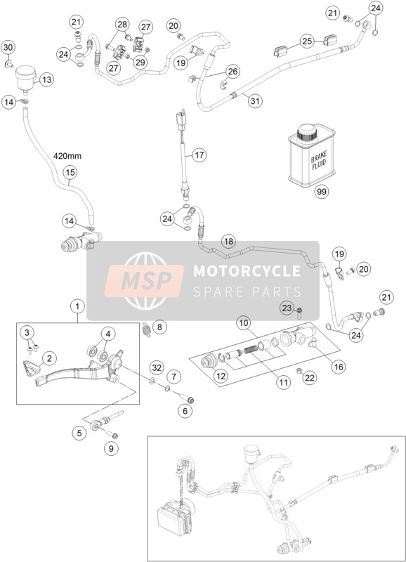 KTM 690 SMC R ABS Europe 2014 Commande de frein arrière pour un 2014 KTM 690 SMC R ABS Europe