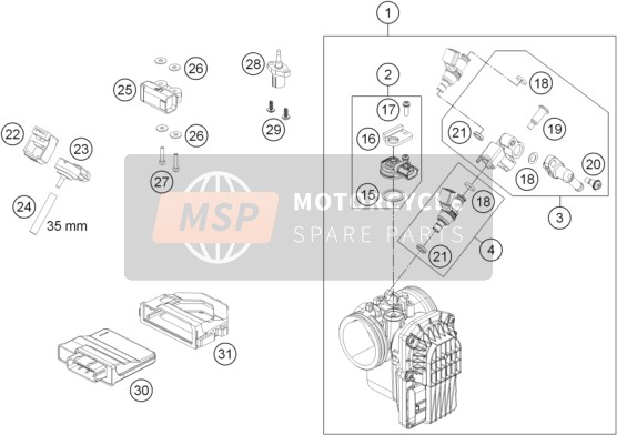 KTM 690 SMC R ABS Australia 2014 Cuerpo del acelerador para un 2014 KTM 690 SMC R ABS Australia