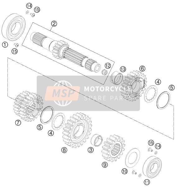 KTM 690 SMC R ABS Australia 2014 Transmisión I - Eje principal para un 2014 KTM 690 SMC R ABS Australia