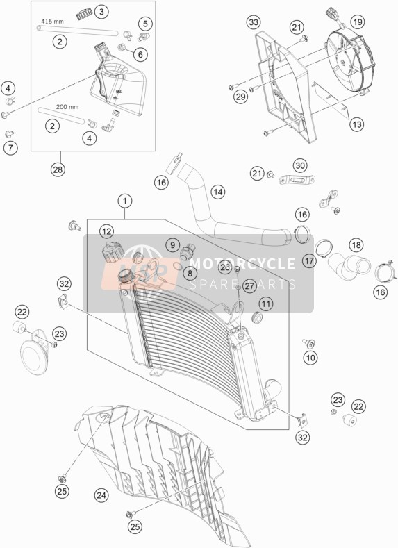 KTM 690 SMC R ABS Europe 2015 Cooling System for a 2015 KTM 690 SMC R ABS Europe