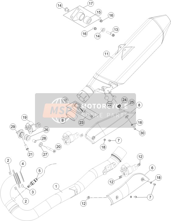 KTM 690 SMC R ABS Europe 2015 Uitlaatsysteem voor een 2015 KTM 690 SMC R ABS Europe