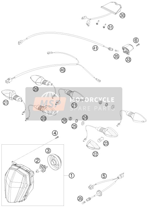 KTM 690 SMC R ABS Europe 2015 Sistema de iluminación para un 2015 KTM 690 SMC R ABS Europe
