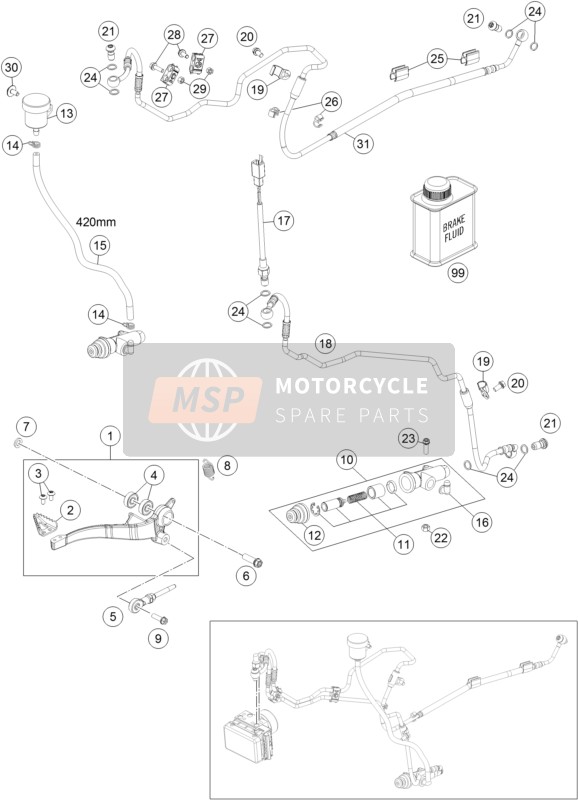 KTM 690 SMC R ABS Europe 2015 Achterrem aansturing voor een 2015 KTM 690 SMC R ABS Europe