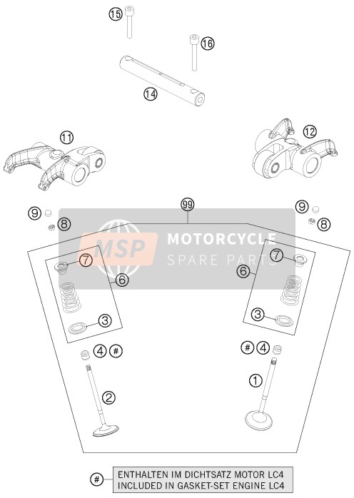 KTM 690 SMC R ABS Europe 2015 Accionamiento de válvula para un 2015 KTM 690 SMC R ABS Europe