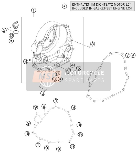 KTM 690 SMC R ABS Europe 2016 Tapa del embrague para un 2016 KTM 690 SMC R ABS Europe