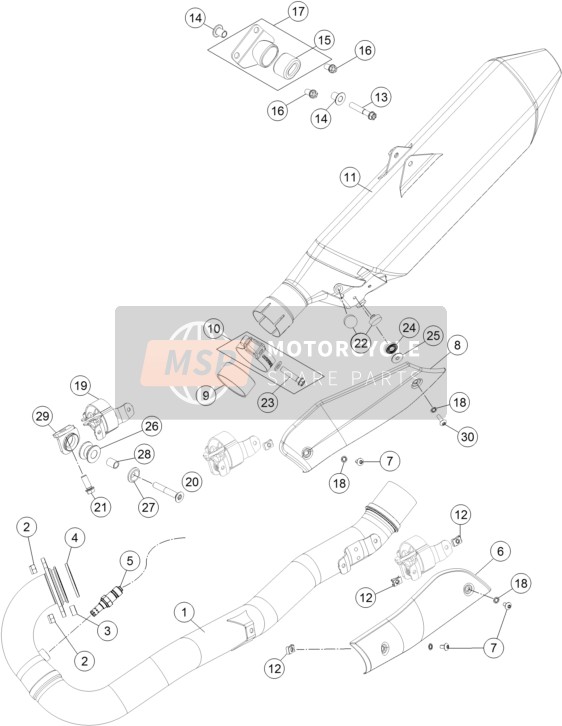 KTM 690 SMC R ABS Europe 2016 Impianto di scarico per un 2016 KTM 690 SMC R ABS Europe