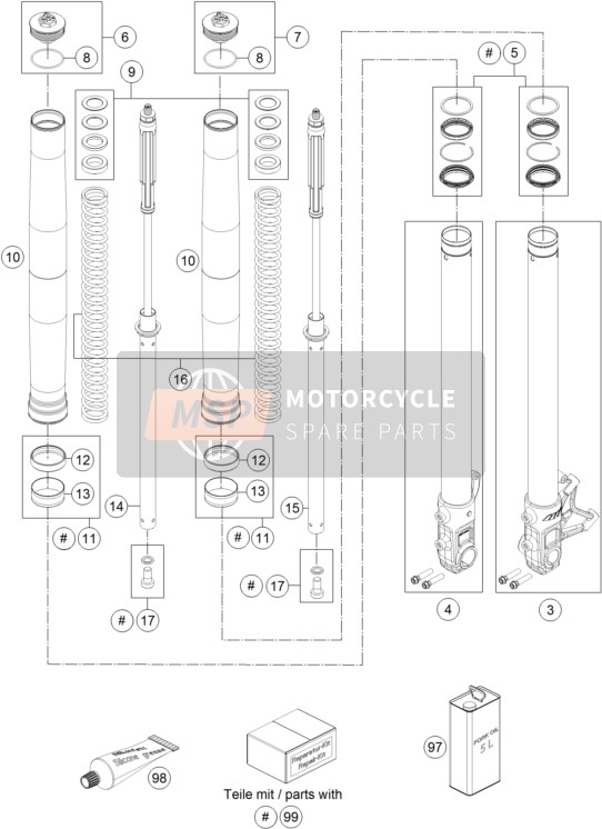 KTM 690 SMC R ABS Australia 2016 Front Fork Disassembled for a 2016 KTM 690 SMC R ABS Australia