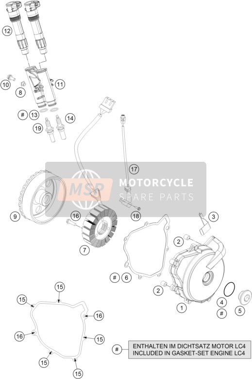 KTM 690 SMC R ABS Europe 2016 Ontbrandingssysteem voor een 2016 KTM 690 SMC R ABS Europe