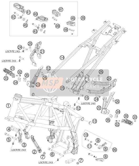 7500304800001S, Footrest Bracket Rear L/s   07, KTM, 0