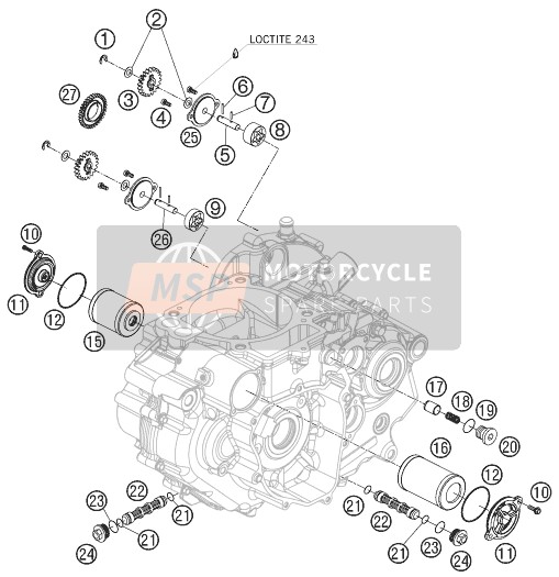 KTM 690 SUPERMOTO BLACK AU, GB 2007 Sistema de lubricación para un 2007 KTM 690 SUPERMOTO BLACK AU, GB