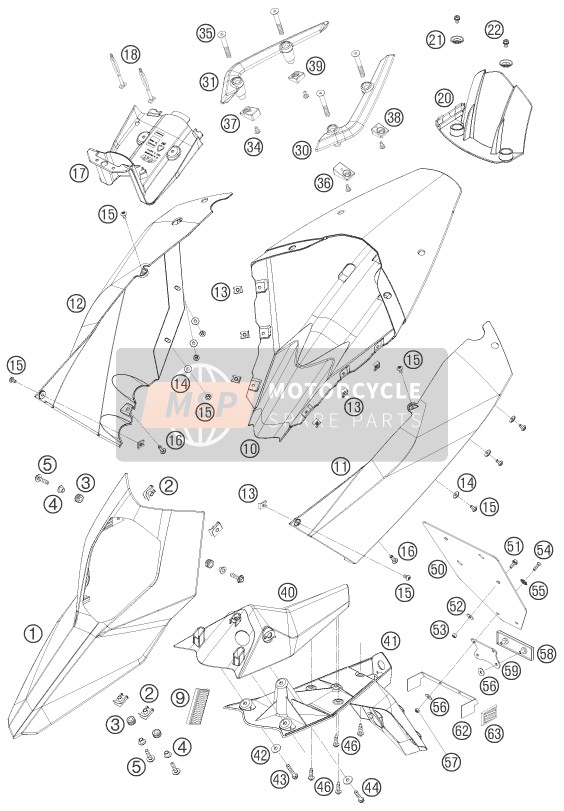 7500804100030, Zijkuip L/s Zwart 07, KTM, 0