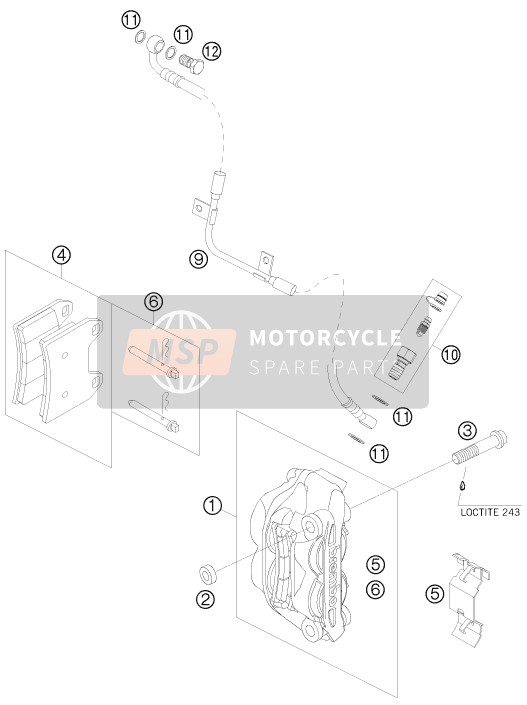 KTM 690 SUPERMOTO LIM.ED Europe 2009 Remklauw voor voor een 2009 KTM 690 SUPERMOTO LIM.ED Europe