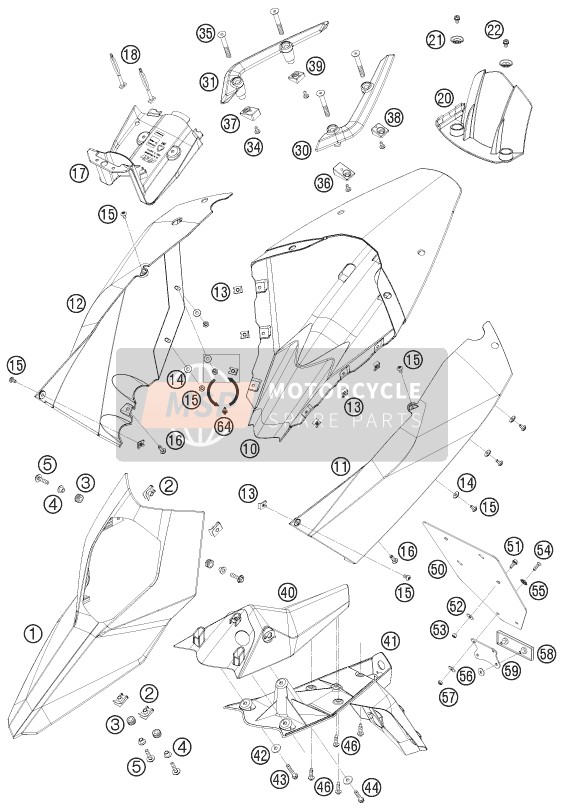 KTM 690 SUPERMOTO LIM.ED Europe 2009 Masker, Spatborden voor een 2009 KTM 690 SUPERMOTO LIM.ED Europe