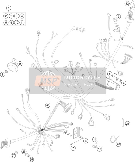 KTM 690 SUPERMOTO ORANGE USA 2007 Wiring Harness for a 2007 KTM 690 SUPERMOTO ORANGE USA