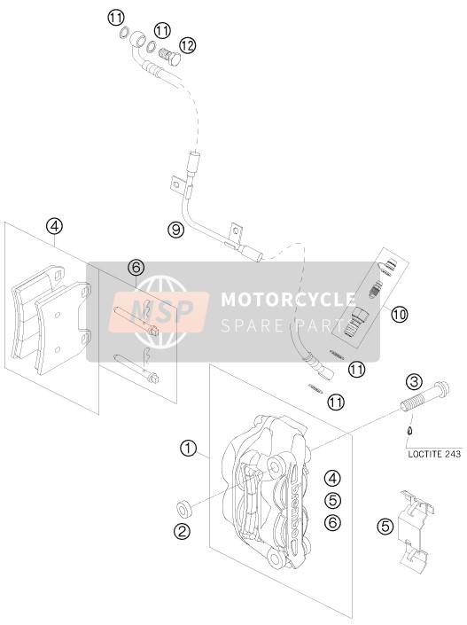 KTM 690 SUPERMOTO ORANGE AU, GB 2008 Front Brake Caliper for a 2008 KTM 690 SUPERMOTO ORANGE AU, GB