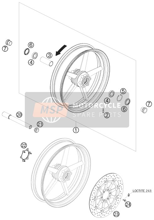 KTM 690 SUPERMOTO PRESTIGE Europe 2007 Front Wheel for a 2007 KTM 690 SUPERMOTO PRESTIGE Europe