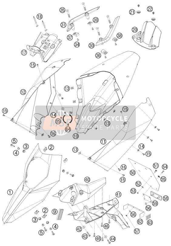 KTM 690 SUPERMOTO R AU, GB 2008 Mask, Fenders for a 2008 KTM 690 SUPERMOTO R AU, GB